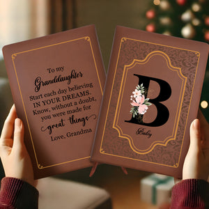 Believe In Your Dreams Floral Design Leather Journal
