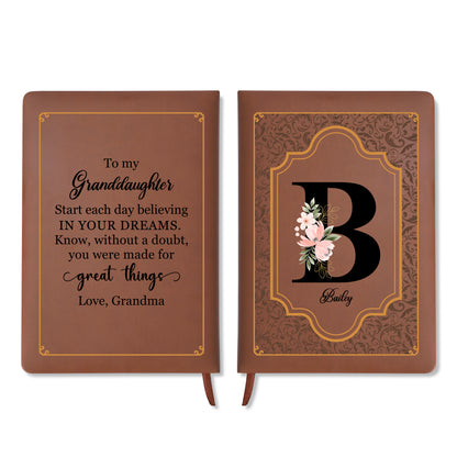 Believe In Your Dreams Floral Design Leather Journal