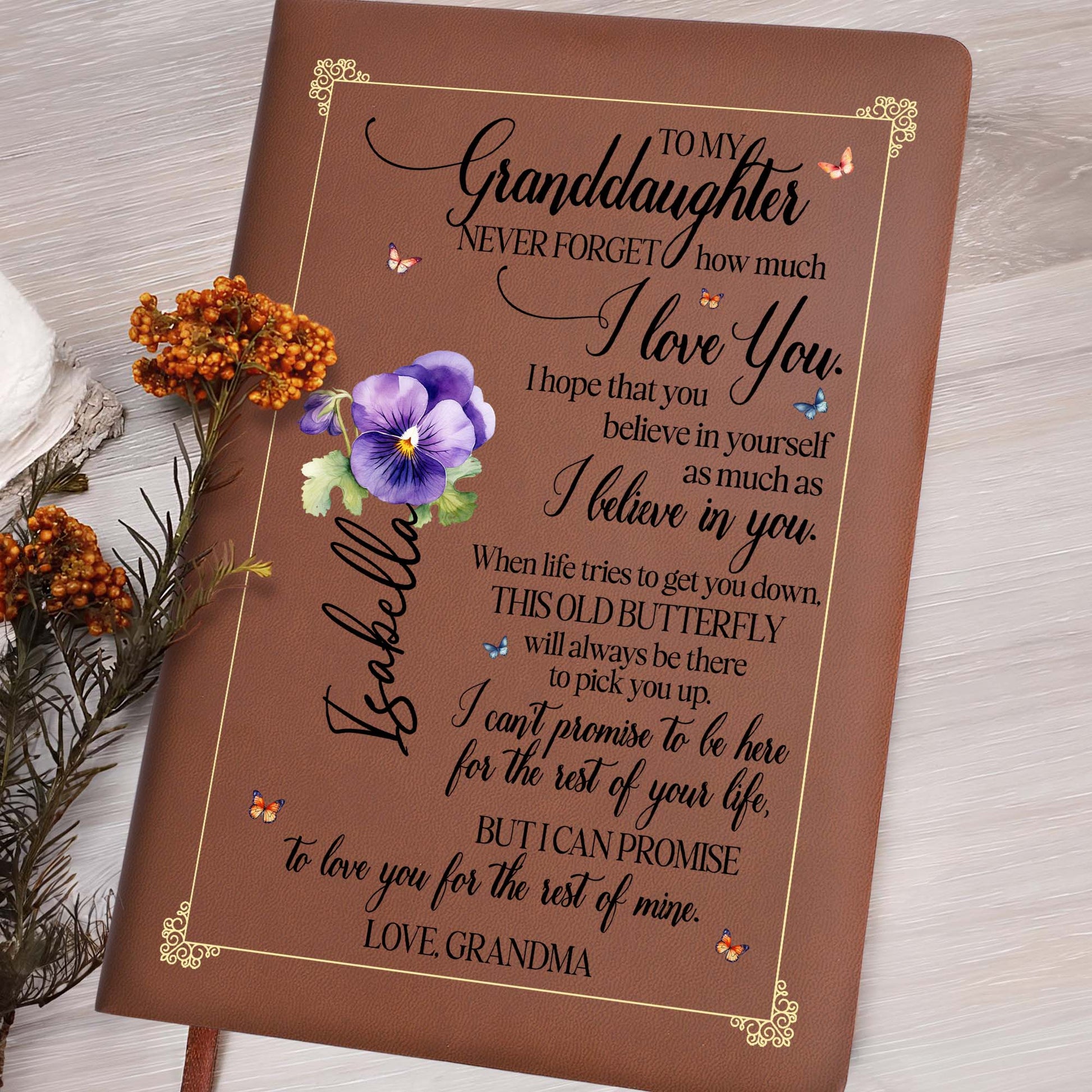 Love Promise From Grandma Featuring Flowers And Butterfly