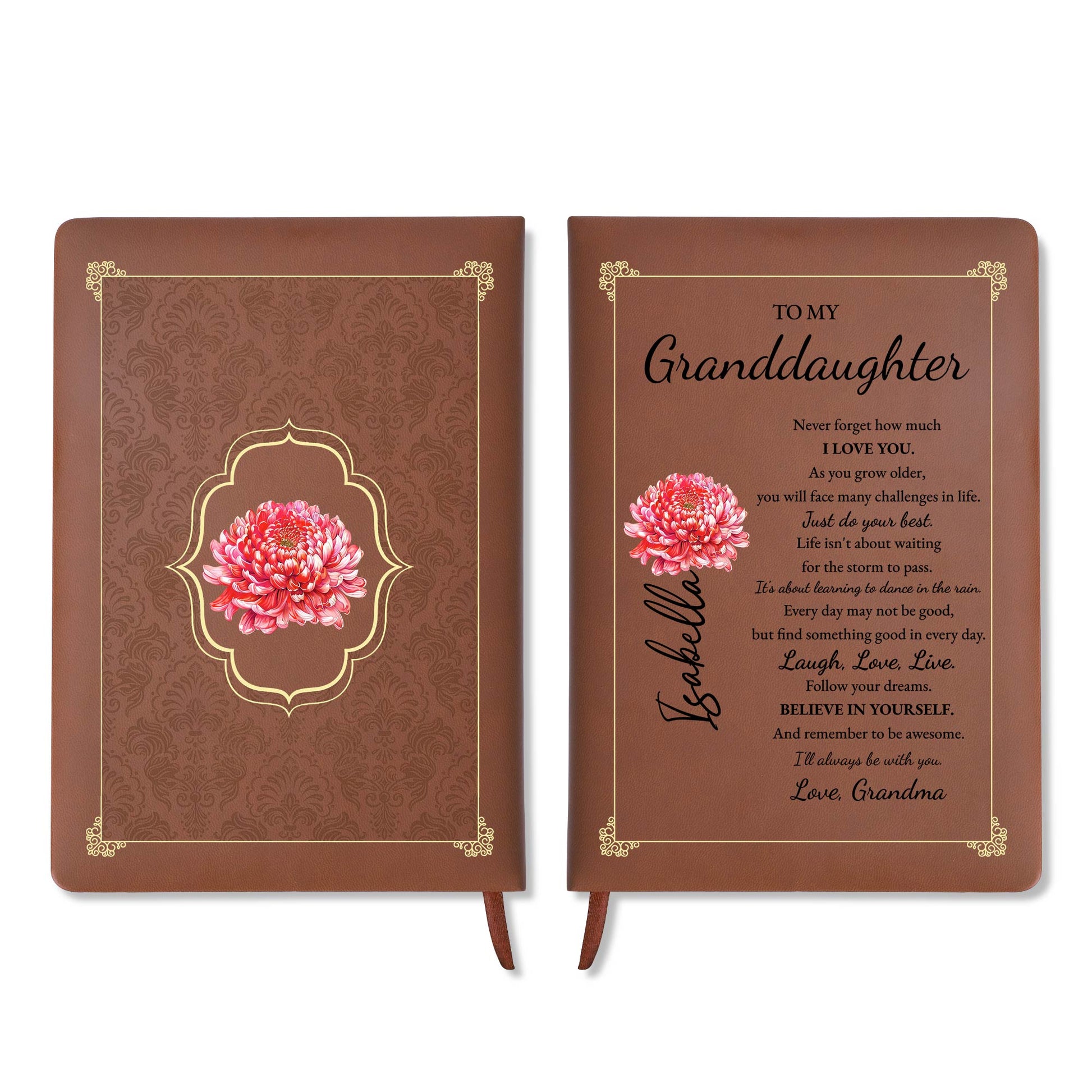 Love, Laugh, And Live Grandmother's Wisdom With Flower Design