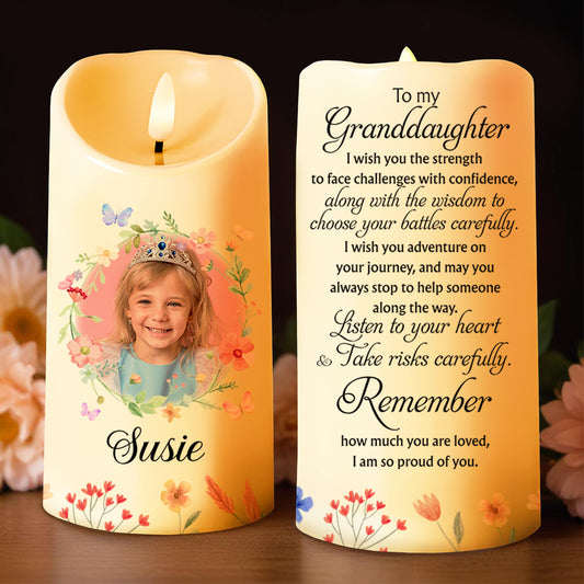 Listen To Your Heart, Flowers & Photo Frame Custom Candle