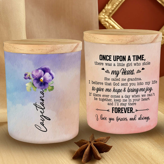 Elegant Pansy Floral Personalized Glass Jar