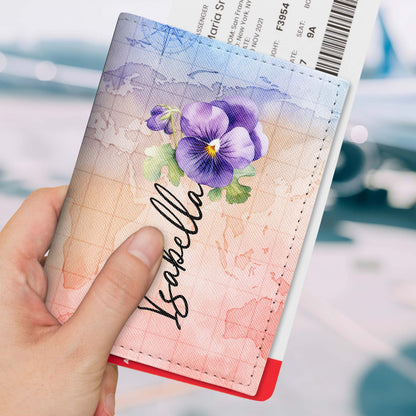 Explore The World In Style, World Map And Pansy Flower