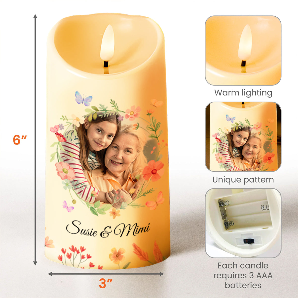 Love and Dreams Granddaughter Floral LED Candle