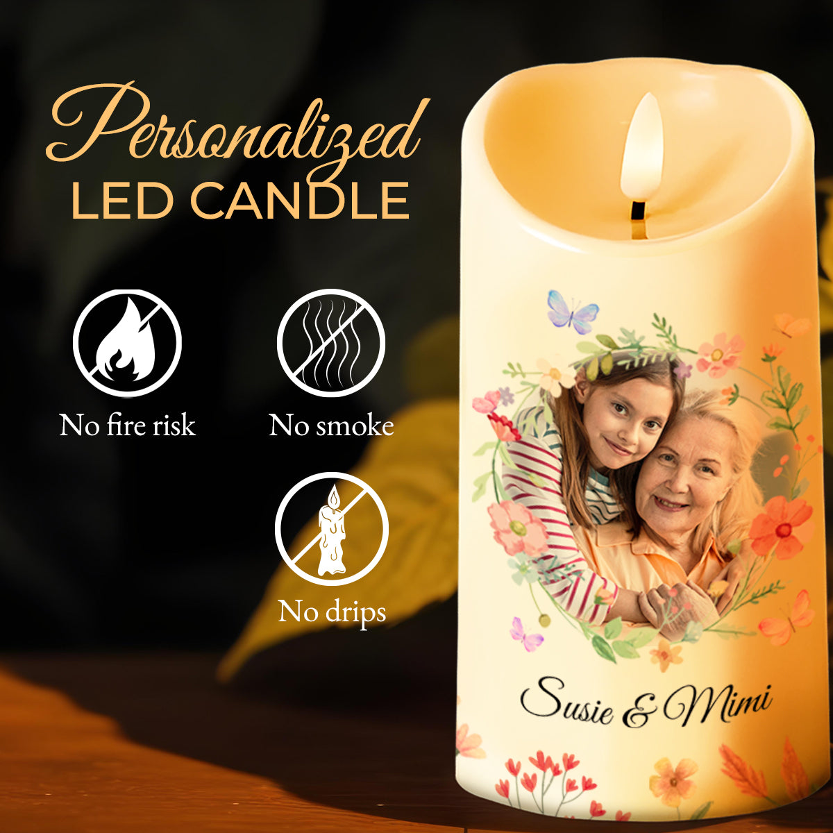 Love and Dreams Granddaughter Floral LED Candle