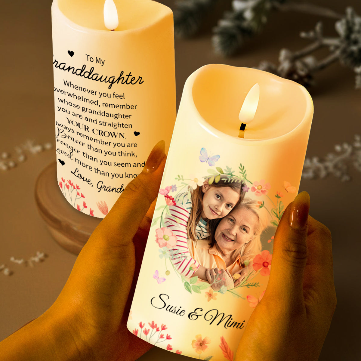 Granddaughter Crown Inspirational Quote With Grandmother And Flowers