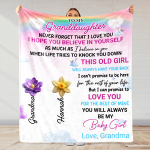 Love Promise To Granddaughter With Rainbow And Flowers