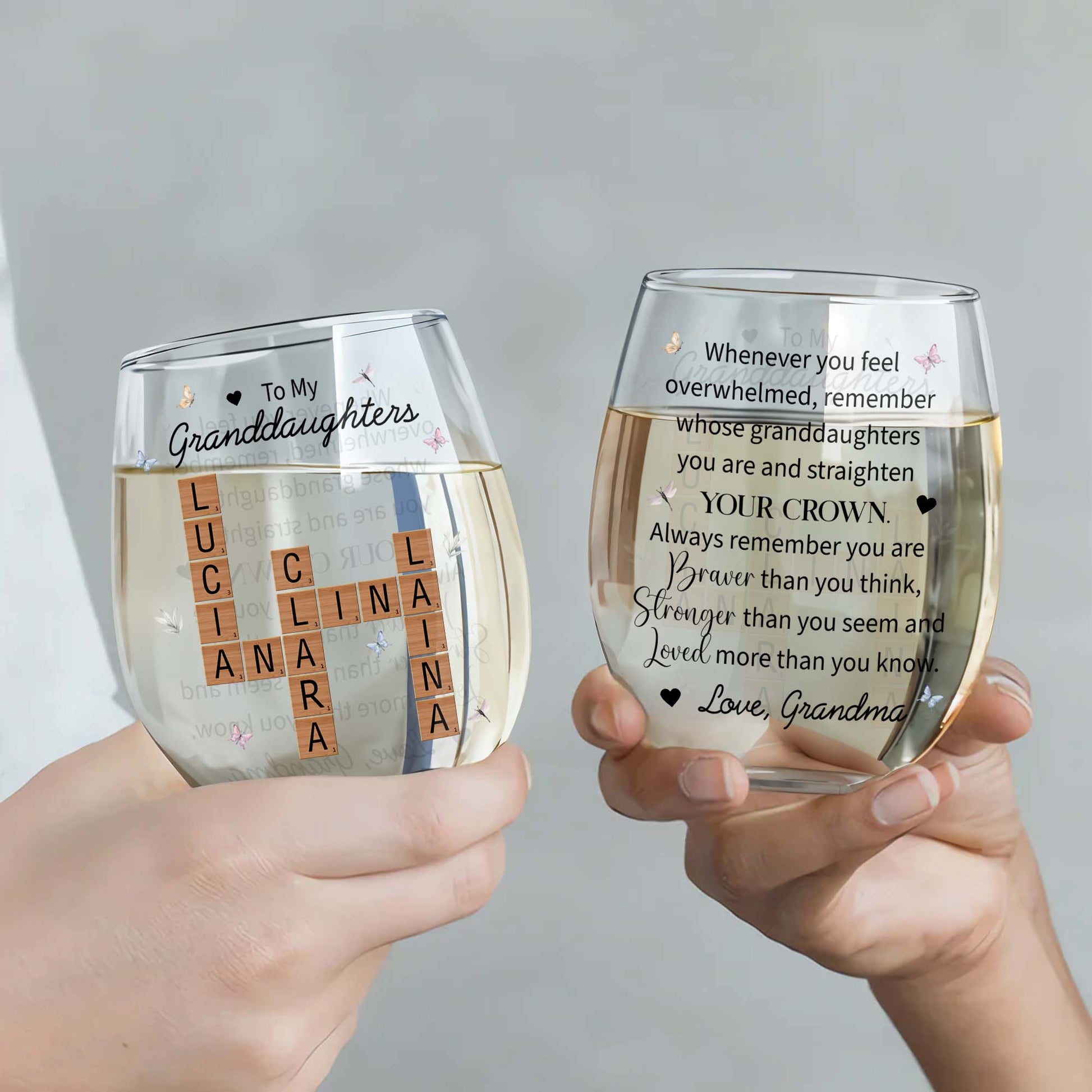 Straighten Your Crown Braver Stronger Loved Custom Wine Glass