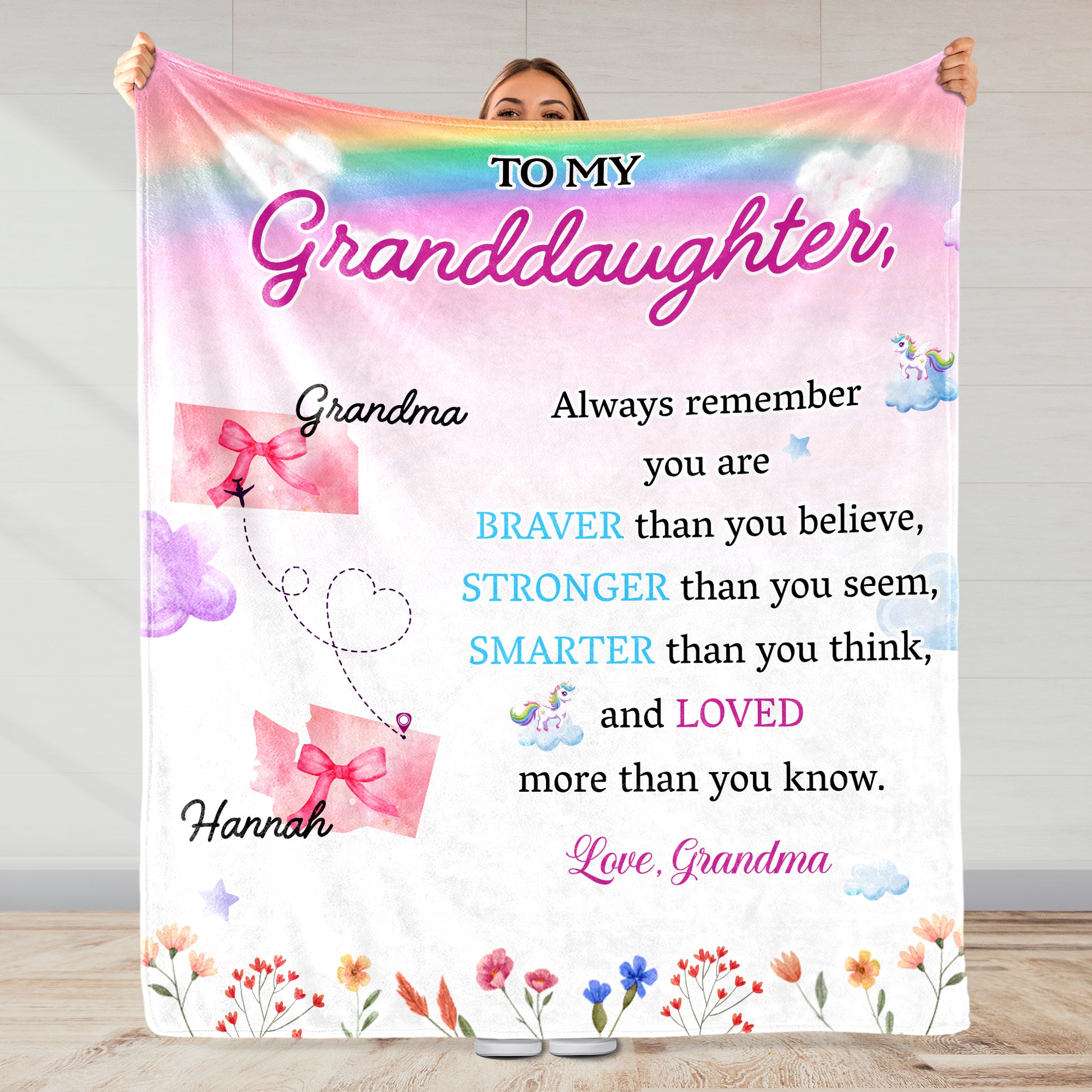 Braver Stronger Smarter Loved Inspirational Blanket