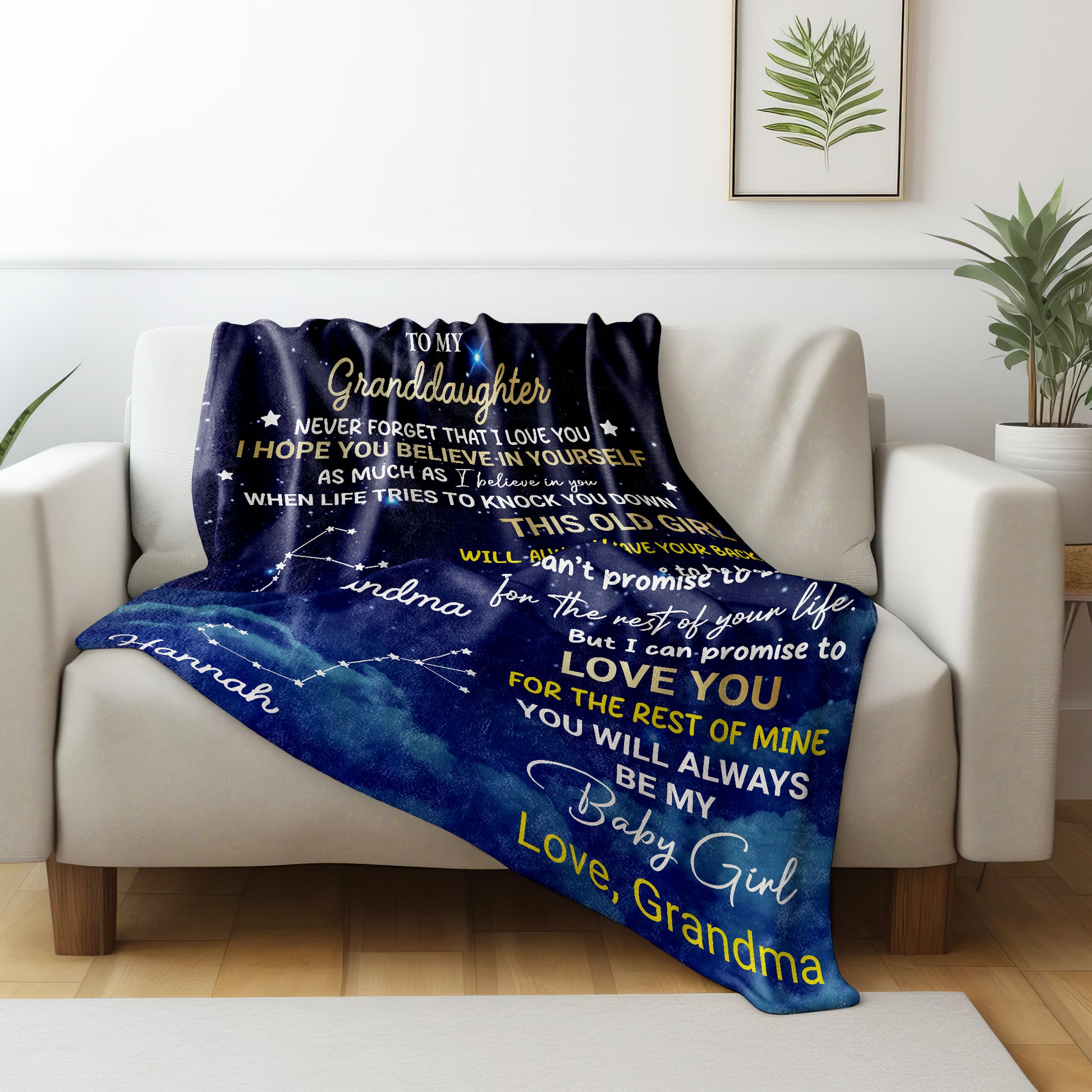 Love And Stars Granddaughter Inspirational Constellations Blanket