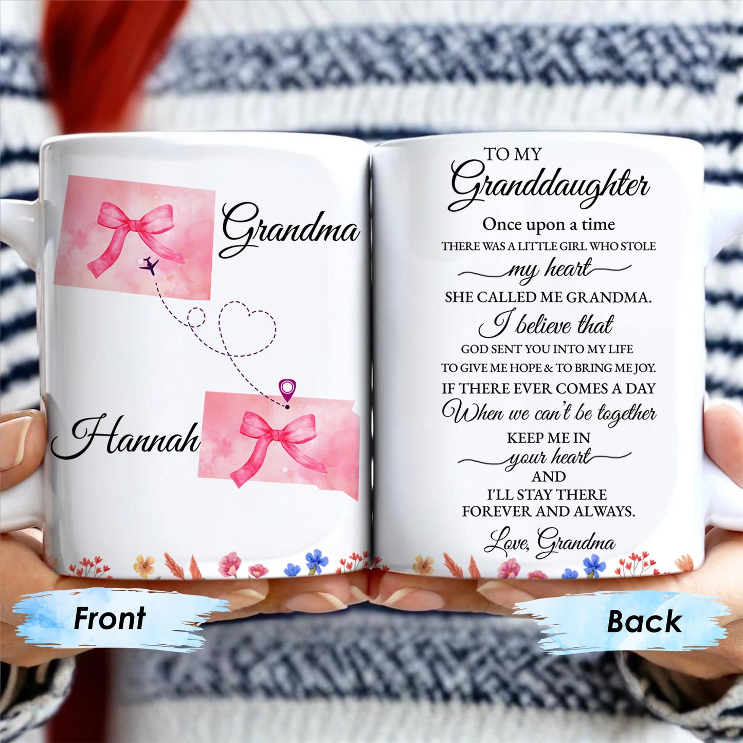 Grandmother To Granddaughter Heartfelt Love Message With Ribbon And Floral Elements