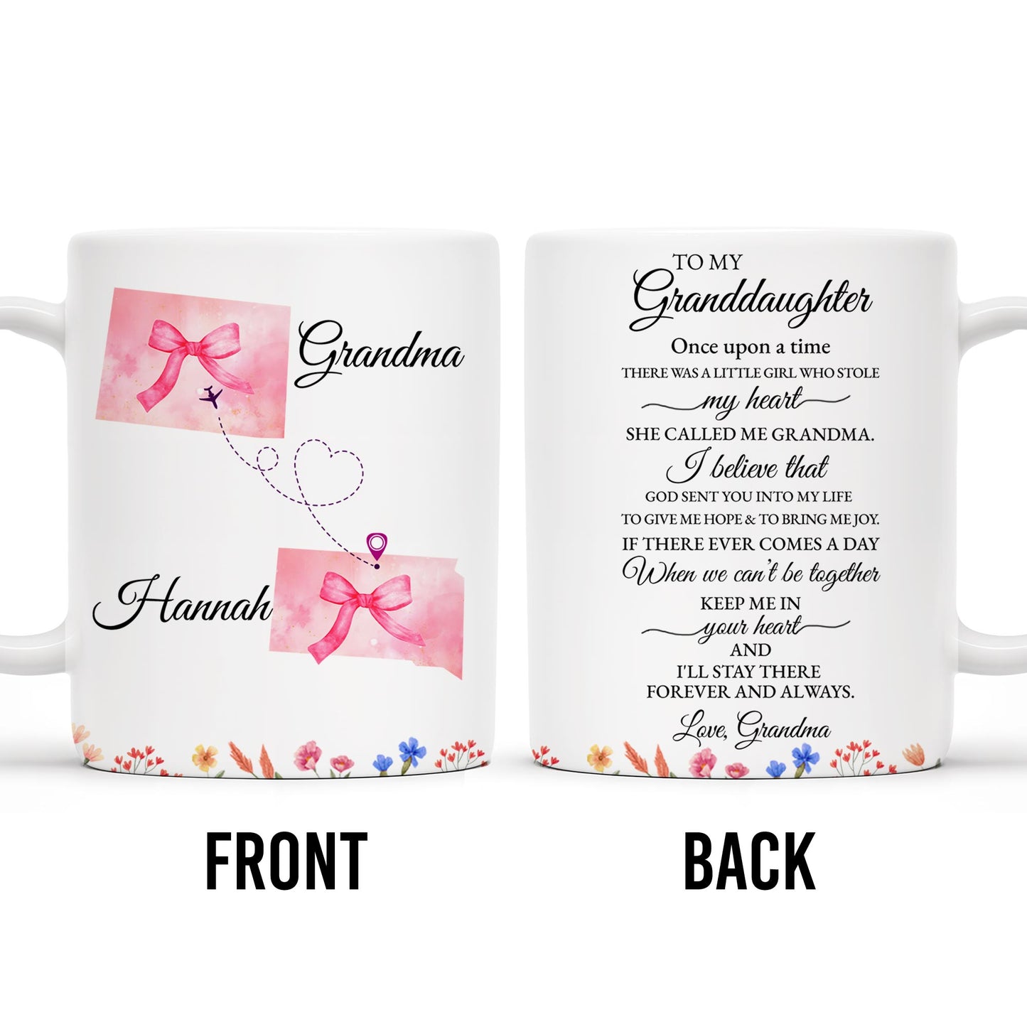 Grandmother To Granddaughter Heartfelt Love Message With Ribbon And Floral Elements