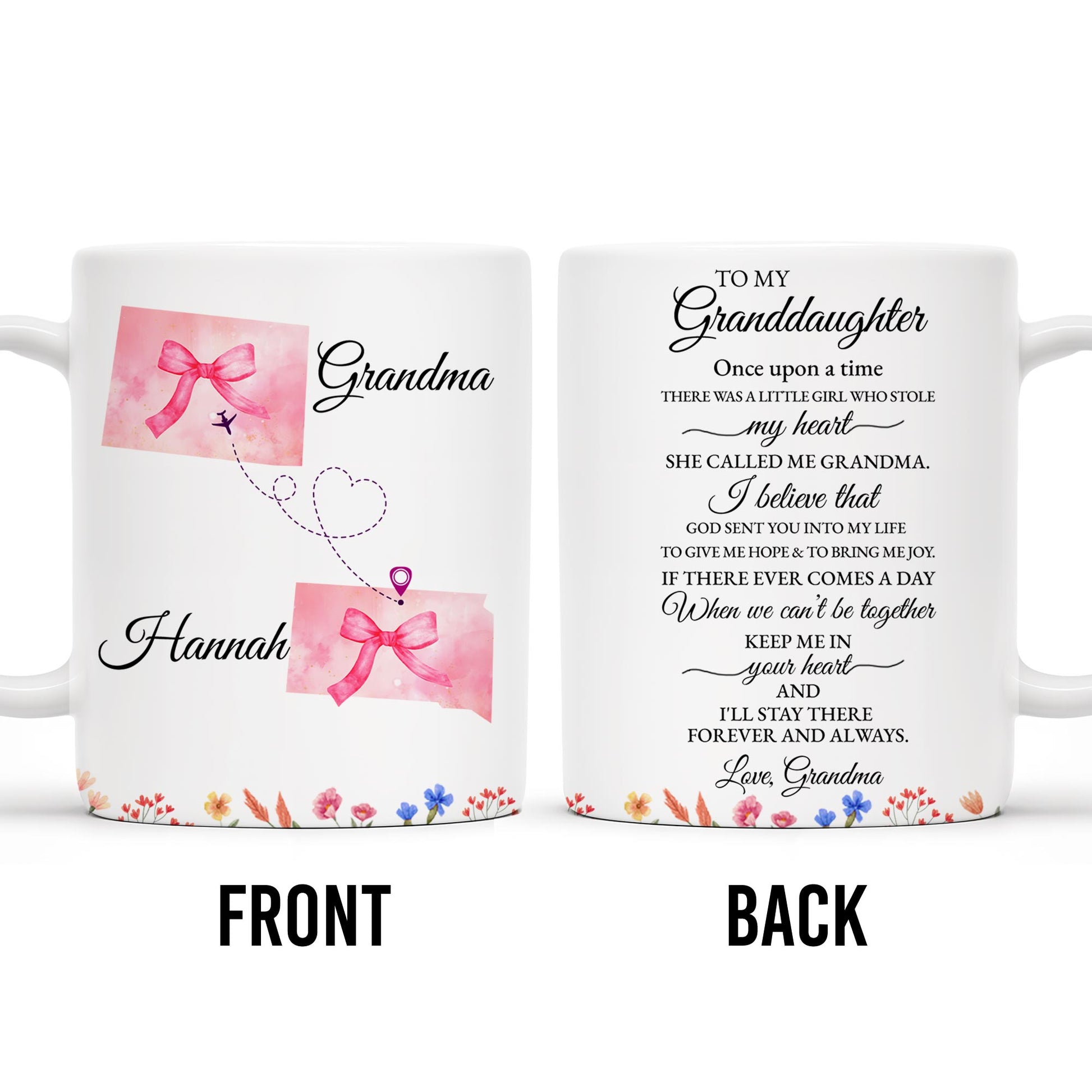 Grandmother To Granddaughter Heartfelt Love Message With Ribbon And Floral Elements