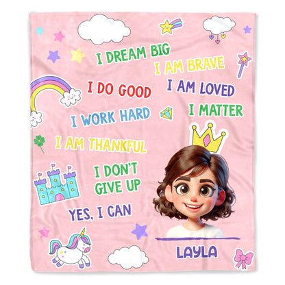 Dream Big, Loved and Brave, Personalized Custom Blanket For Kids