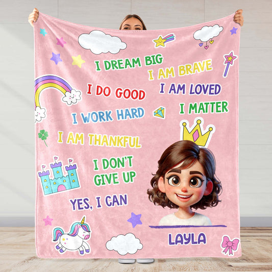 Dream Big, Loved and Brave, Personalized Custom Blanket For Kids