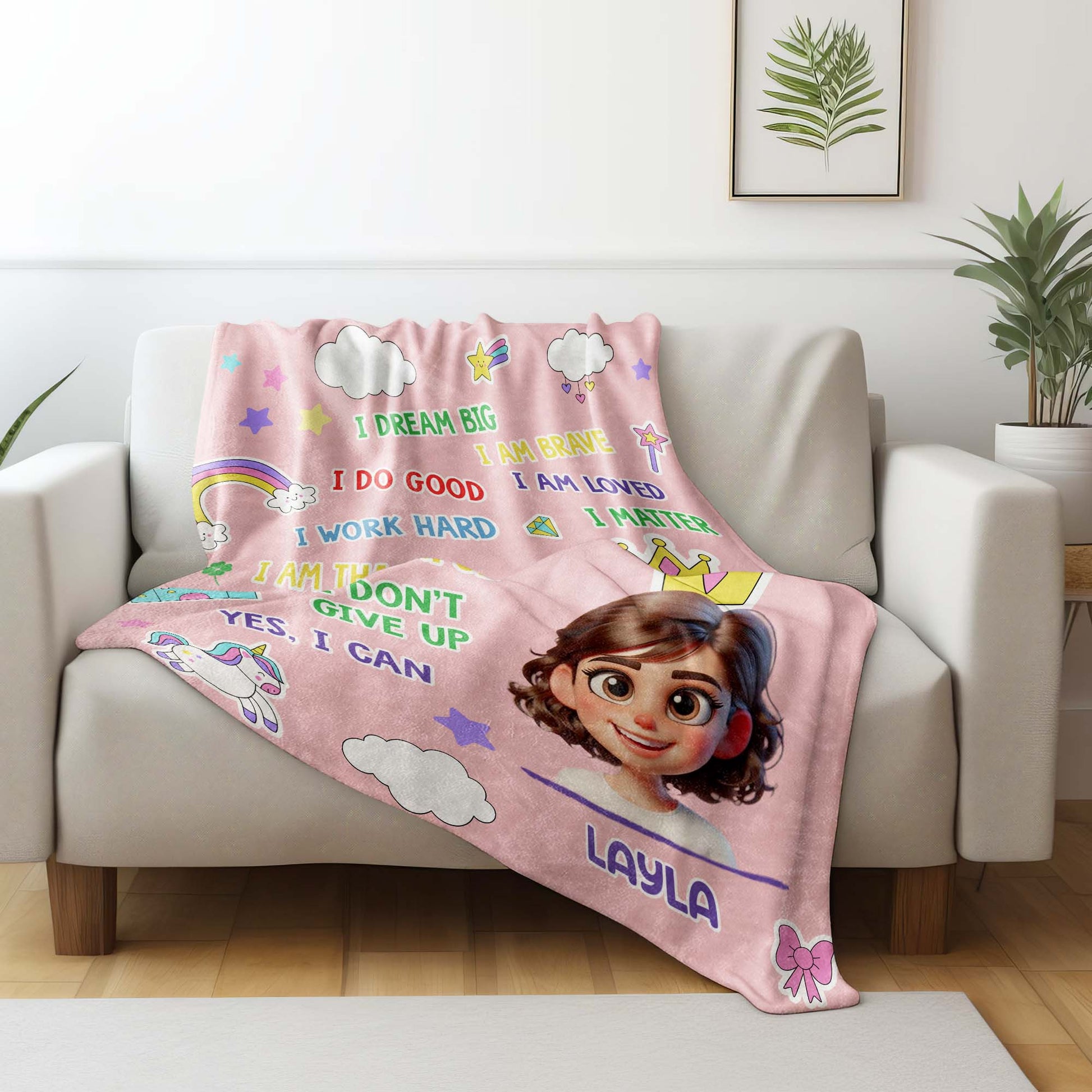 Dream Big, Loved and Brave, Personalized Custom Blanket For Kids