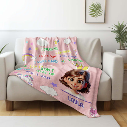 Dream Big, Loved and Brave, Personalized Custom Blanket For Kids