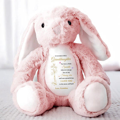 To My Beautiful Granddaughter, You leave a little Sparkle, Stuffed Bunny with Stars