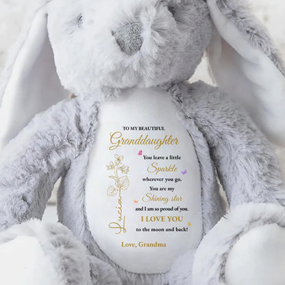 To My Beautiful Granddaughter, You leave a little Sparkle, Stuffed Bunny with Stars