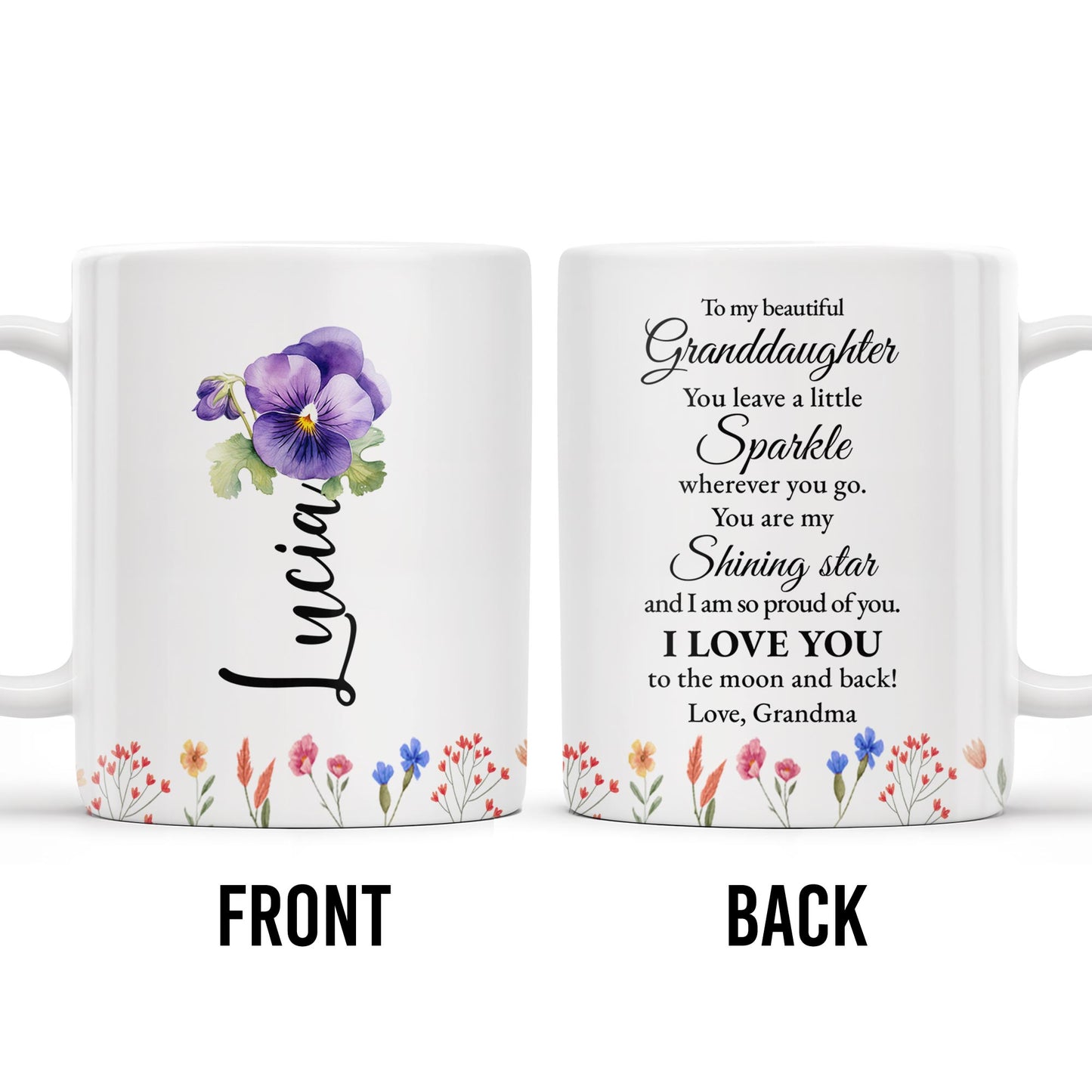 Granddaughter You Are My Shining Star Love Message With Pansy Flowers - Personalized Custom Coffee Mug - GDT187_MG