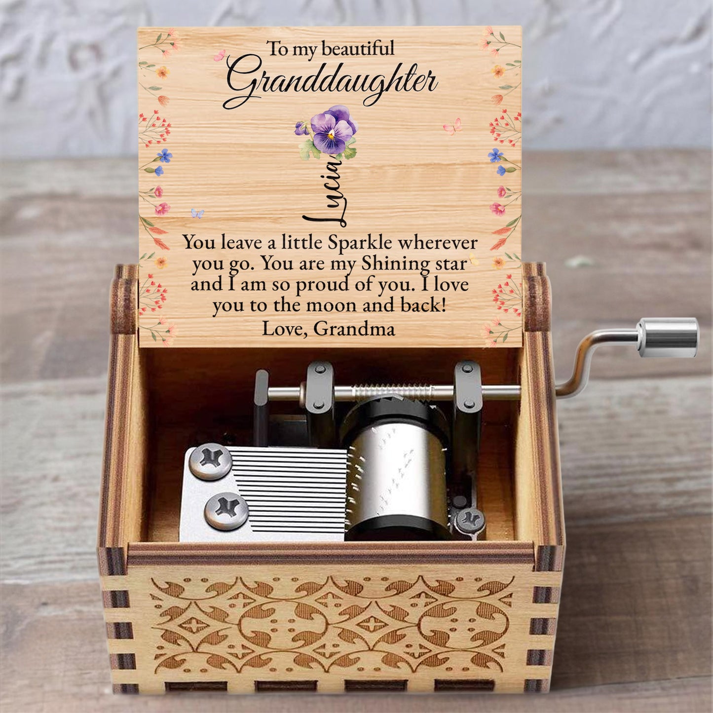 Shining Star Granddaughter Message With Flowers and Butterfly