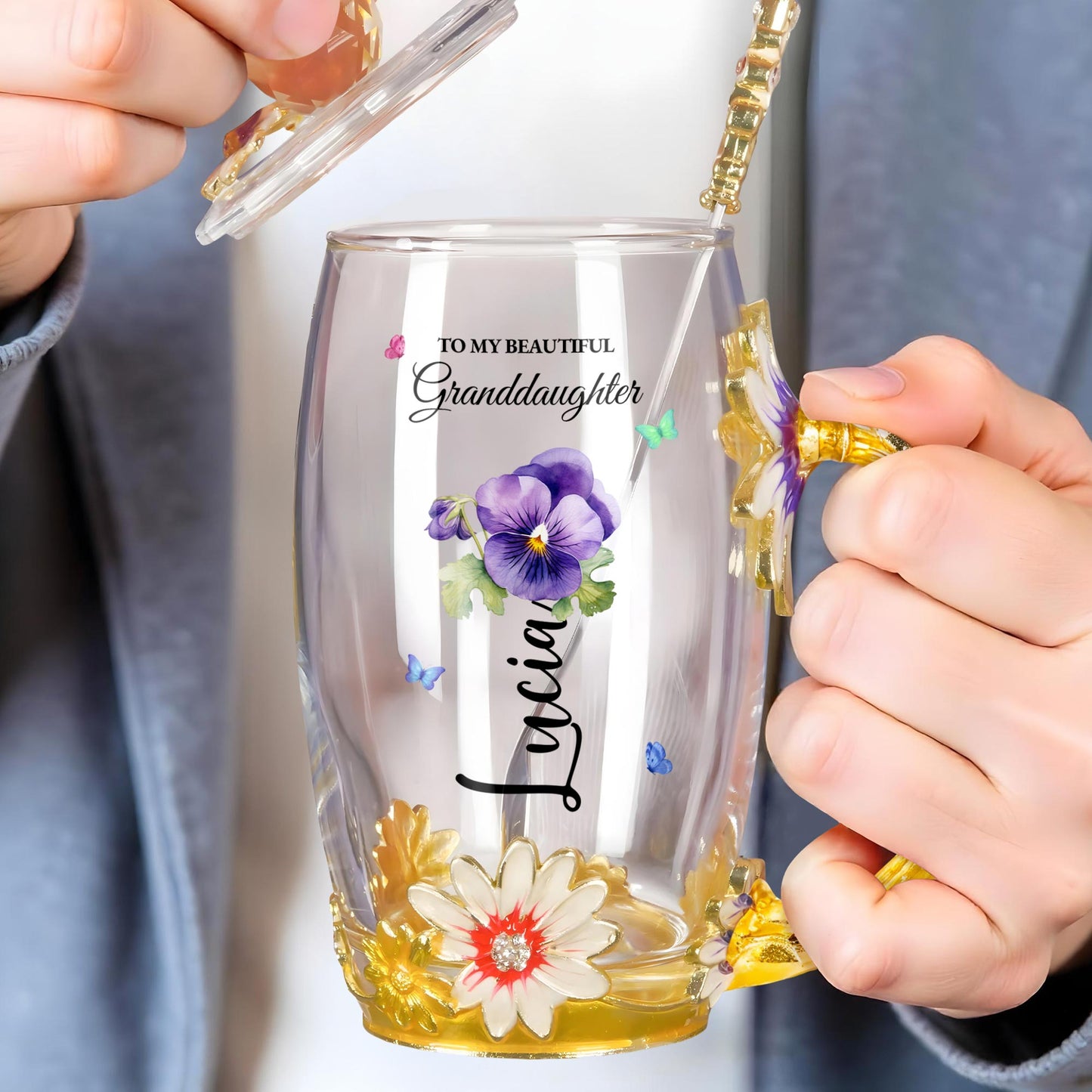 To My Beautiful Granddaughter Love You, Flowers and Butterfly