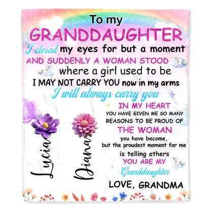 Love and Pride For Granddaughter With Unicorn and Flowers