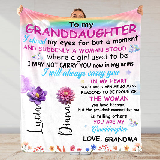 Love and Pride For Granddaughter With Unicorn and Flowers