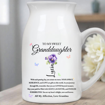 To My Sweet Granddaughter Love and Encouragement Ceramic Vase