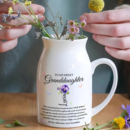 To My Sweet Granddaughter Love and Encouragement Ceramic Vase