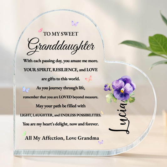 To My Sweet Granddaughter Love And Possibilities Heart Plaque