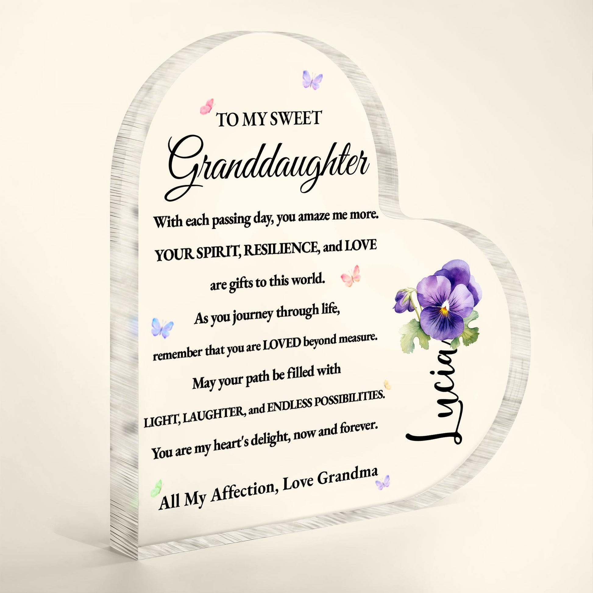 To My Sweet Granddaughter Love And Possibilities Heart Plaque