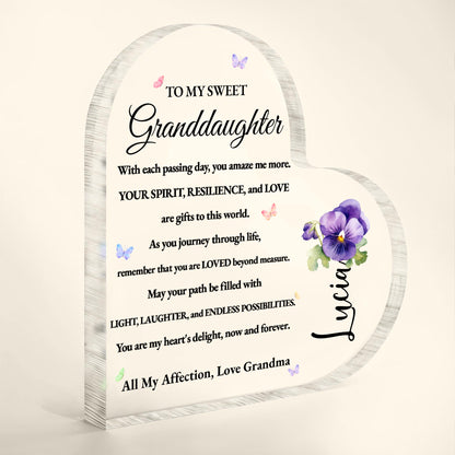 To My Sweet Granddaughter Love And Possibilities Heart Plaque