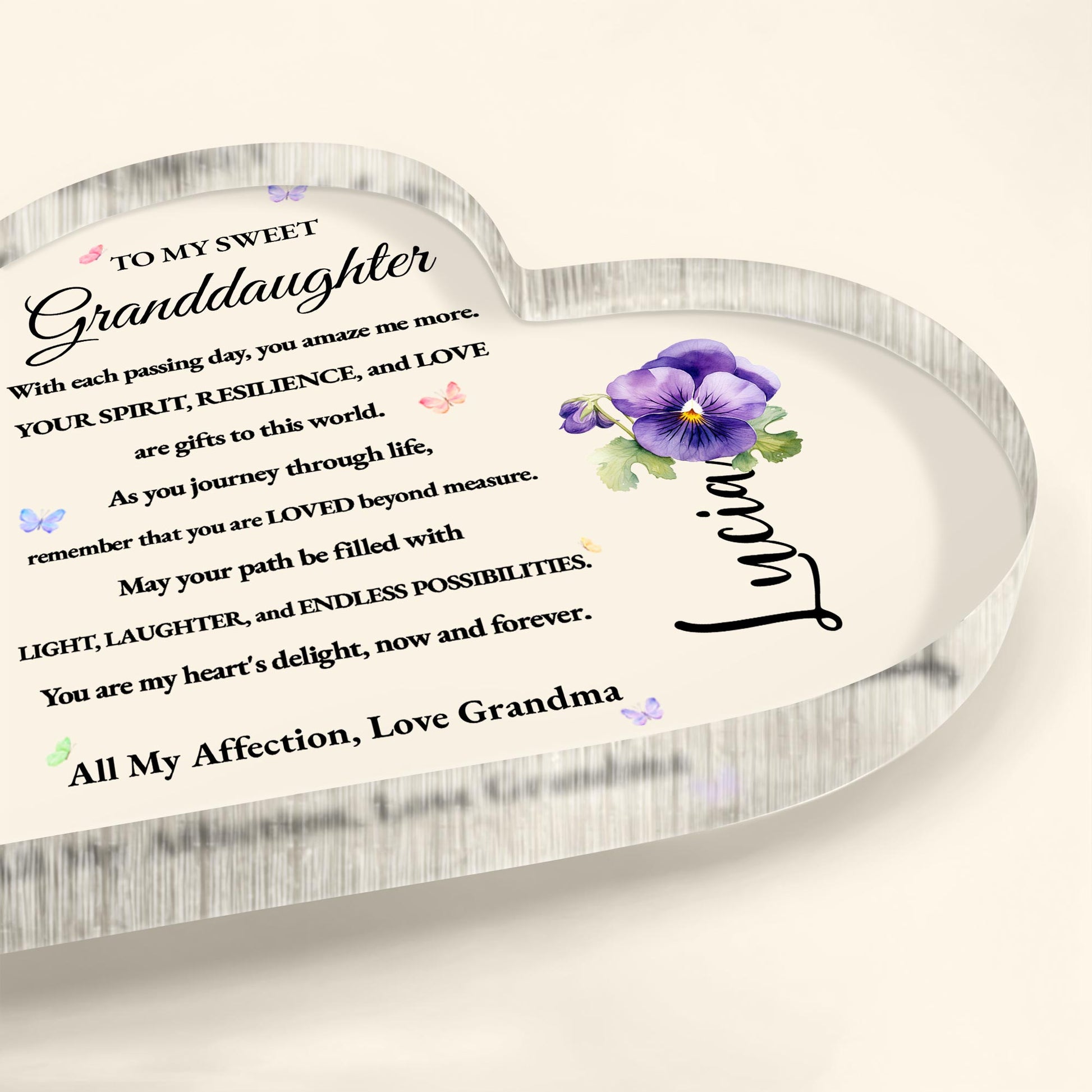 To My Sweet Granddaughter Love And Possibilities Heart Plaque