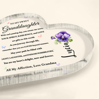 To My Sweet Granddaughter Love And Possibilities Heart Plaque