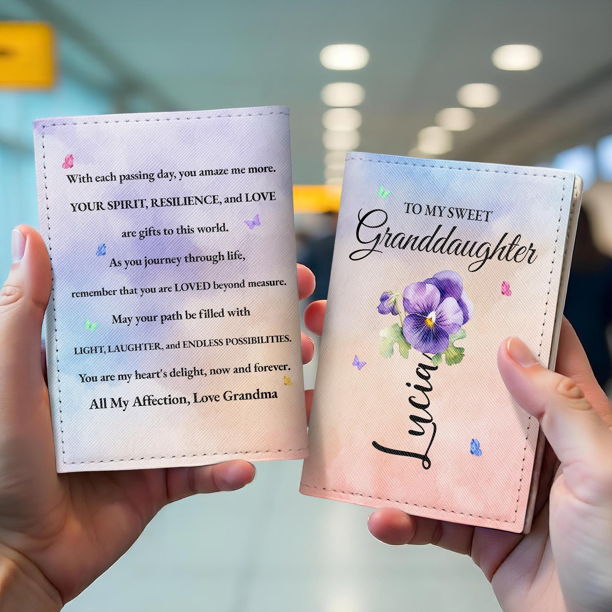 To My Sweet Granddaughter With Flowers And Butterflies