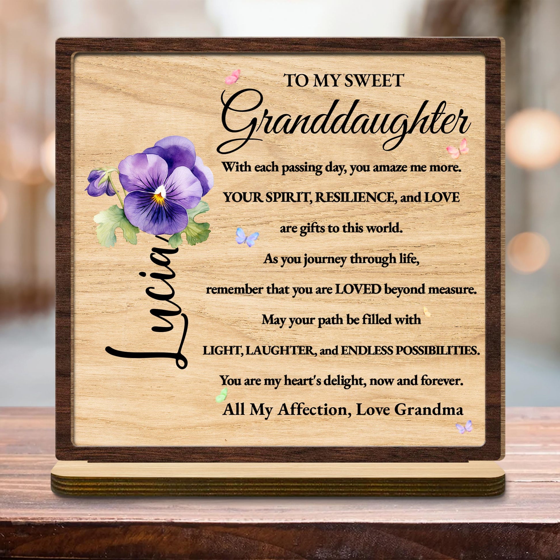 Sweet Granddaughter Endless Possibilities With Flowers And Butterflies