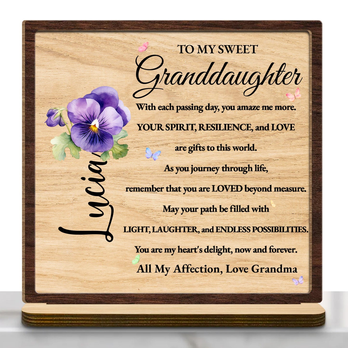 Sweet Granddaughter Endless Possibilities With Flowers And Butterflies