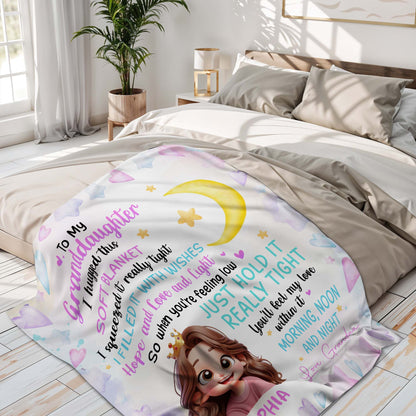 To My Granddaughter Love And Light Wishes Blanket - Personalized Custom Blanket - GDT206_BLK