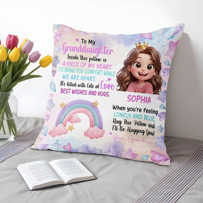 Heartfelt Hugs And Love Rainbow Pillow - Personalized Custom Pillow, Insert Included - GDT206_PLW