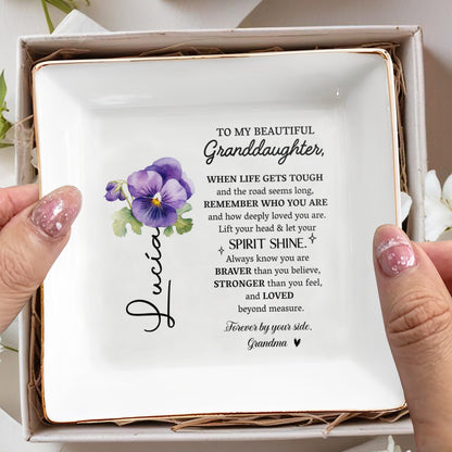 Beautiful Message For Granddaughter With Pansy Flower Design