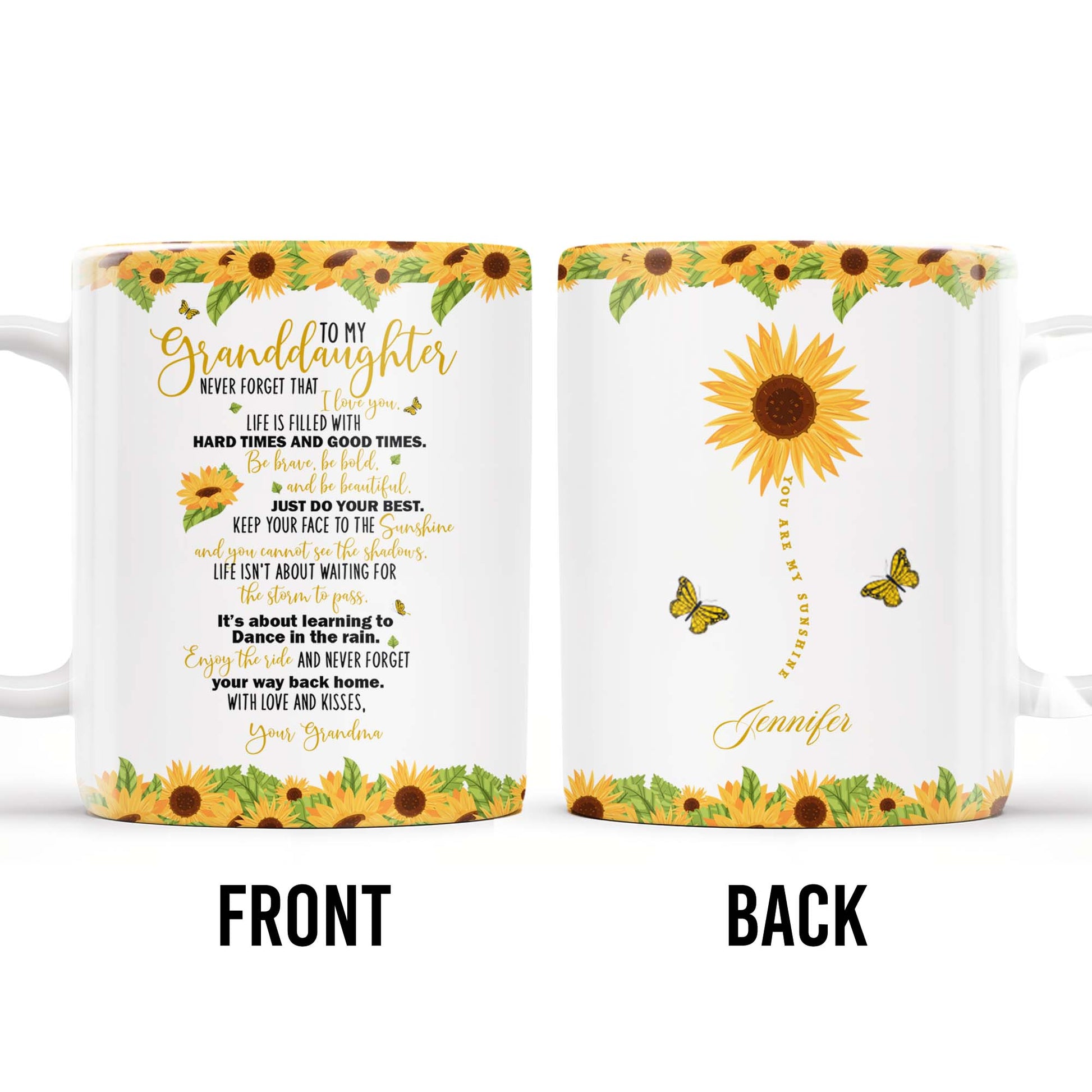 Sunflowers And Butterflies Grandmother To Granddaughter Message