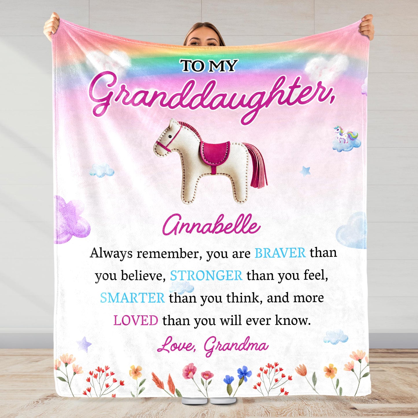 Braver Stronger Smarter Loved Rainbow Horse Design