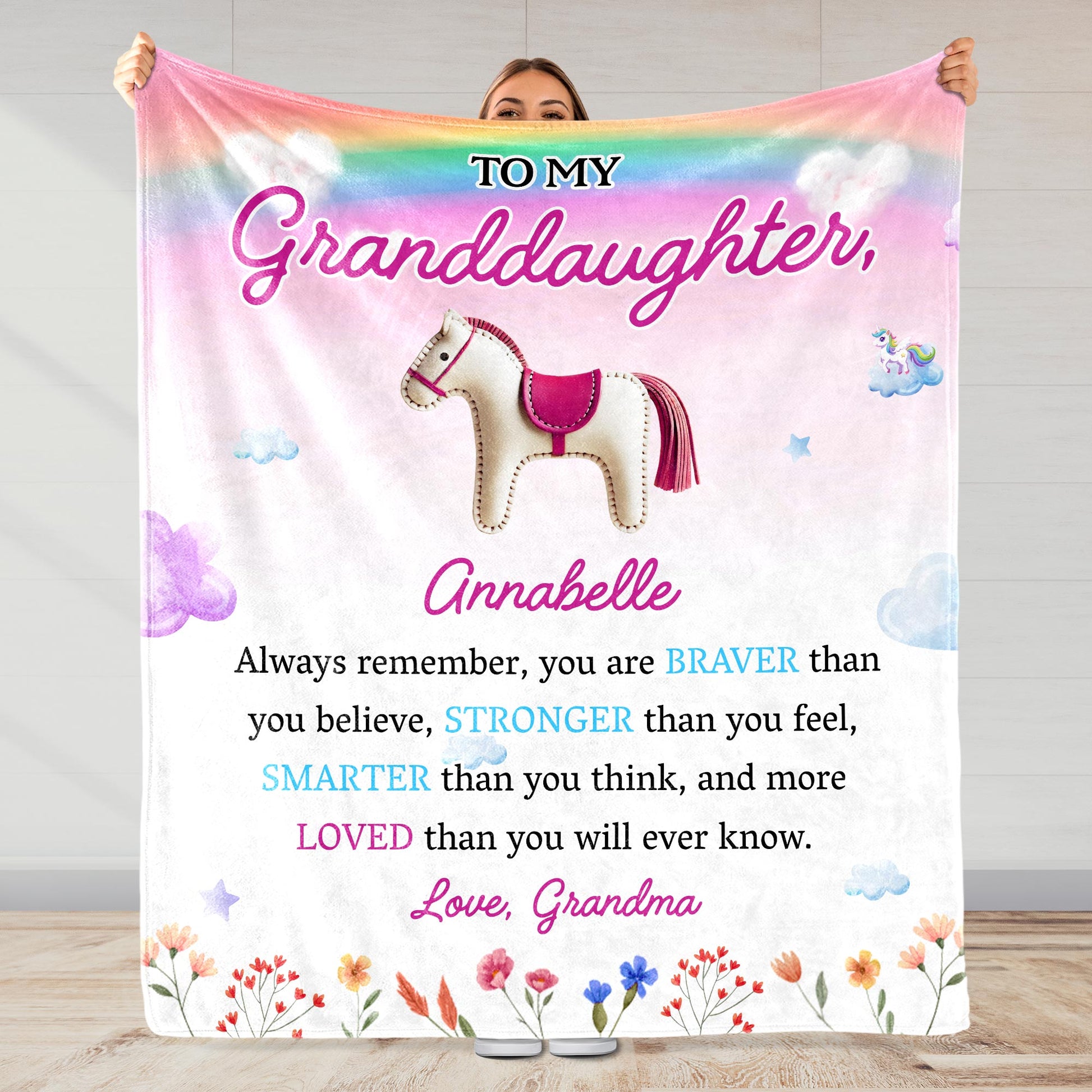 Braver Stronger Smarter Loved Rainbow Horse Design