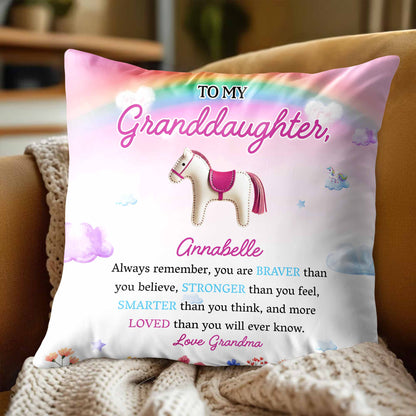 Braver Stronger Smarter Loved Inspirational Message With Horse And Flowers - Personalized Custom Pillow, Insert Included - GDT214_PLW