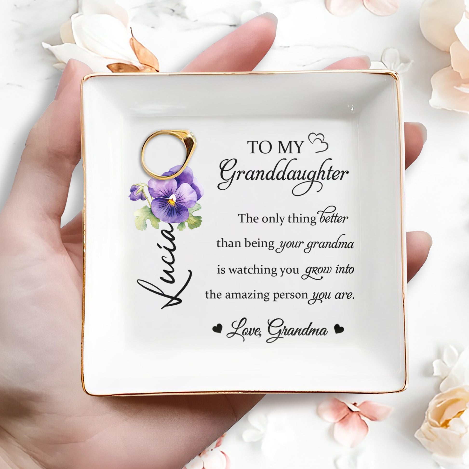 To My Granddaughter Love Grandma Flower Design