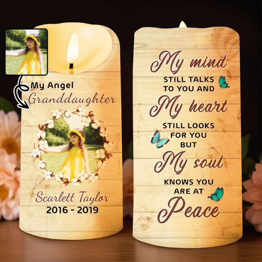 Heartfelt Memorial Candle With Butterflies And Flowers