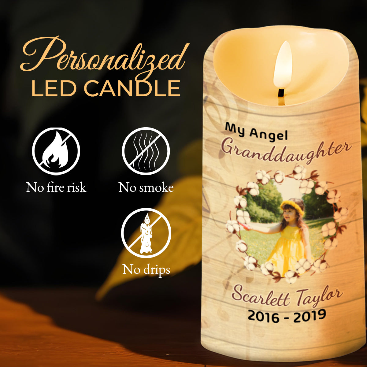 Heartfelt Memorial Candle With Butterflies And Flowers