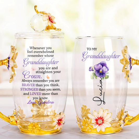 To My Granddaughter, Enamel Flowers and Spoon