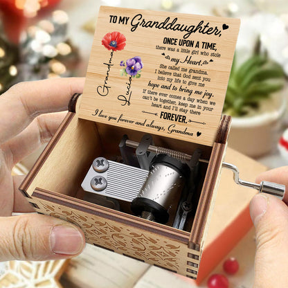 Granddaughter Heartfelt Message With Flowers Music Box